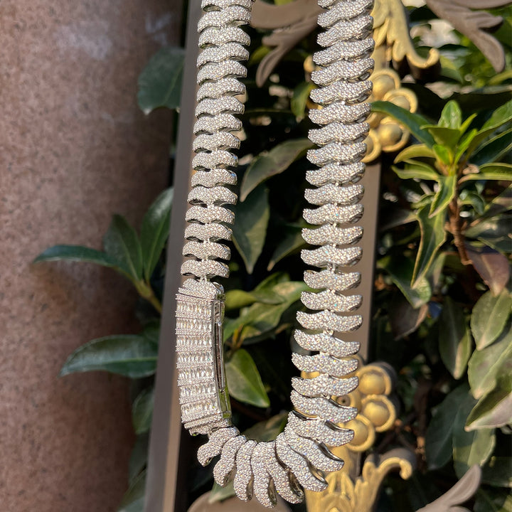 20MM Boomerang Link Iced Out Diamond Necklace Chain