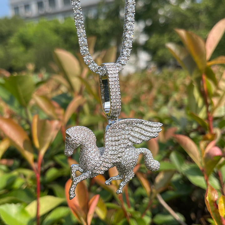 Pegasus Iced Out Diamond Pendant Necklace