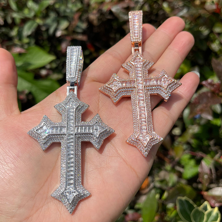 Eternal Ice Cross Iced Out Diamond Pendant Necklace
