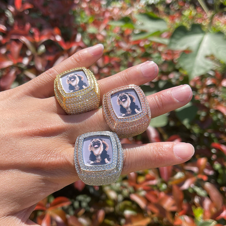 Photo Ice Frame Edition Iced Out Diamond Ring