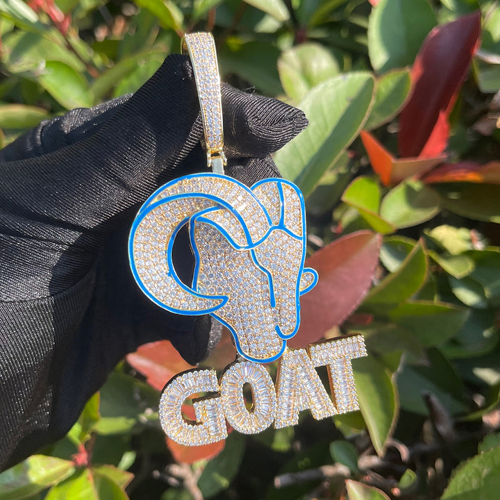 Goat Iced Out Diamond Pendant Necklace