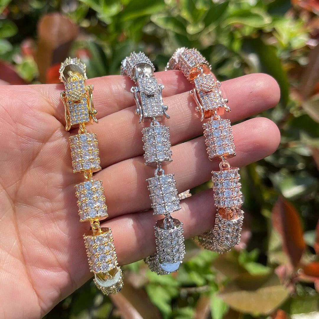 10MM Cylindrical Iced Out Diamond Bracelet