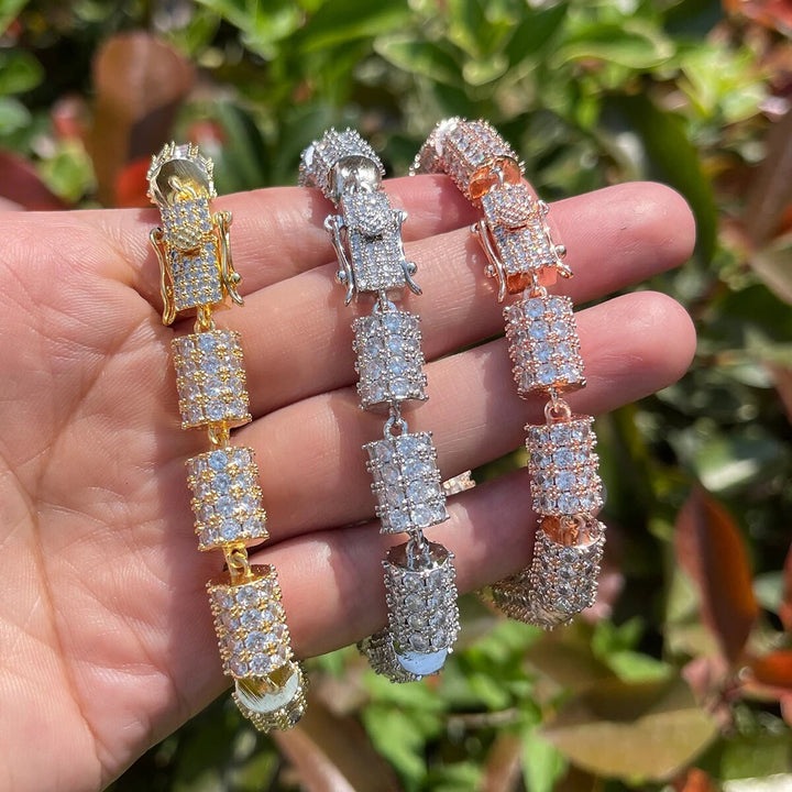 10MM Cylindrical Iced Out Diamond Bracelet