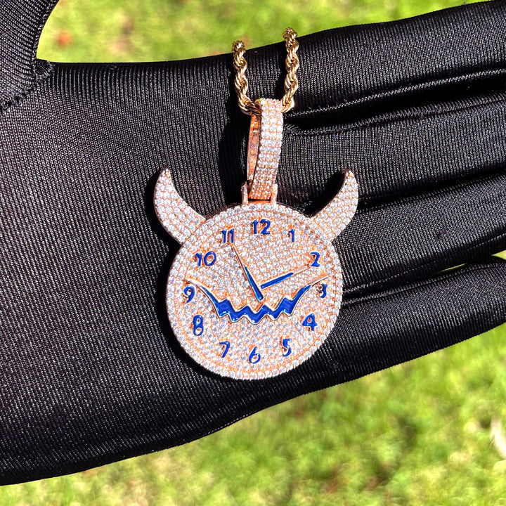 Demon Time Iced Out Diamond Pendant Necklace