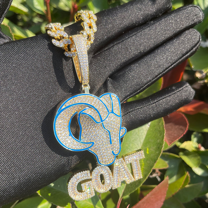 Goat Iced Out Diamond Pendant Necklace