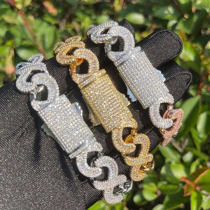 20MM Infinity Link Iced Out Diamond Necklace Bracelet Set