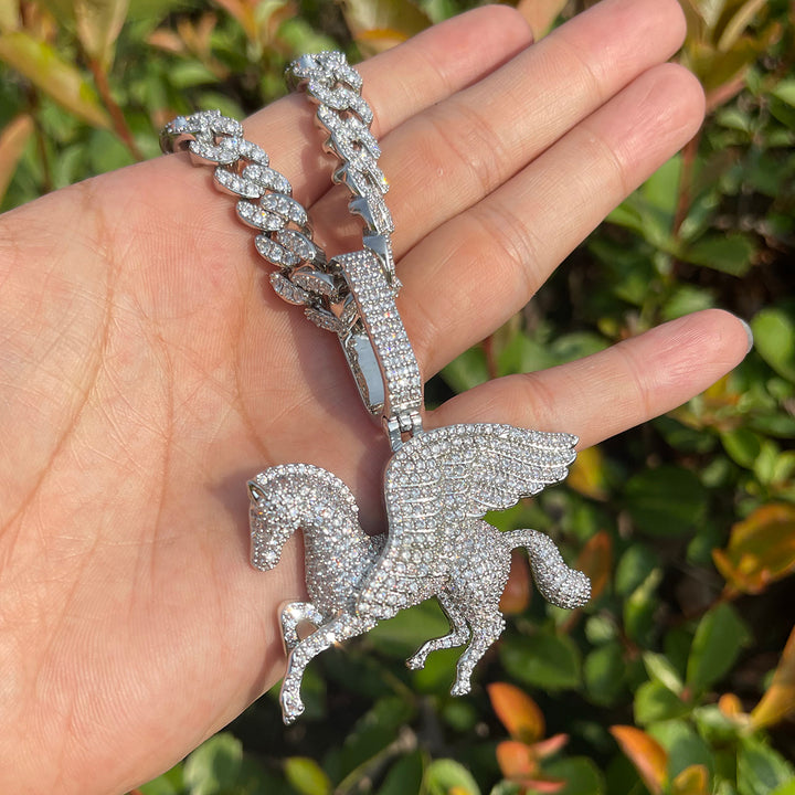 Pegasus Iced Out Diamond Pendant Necklace