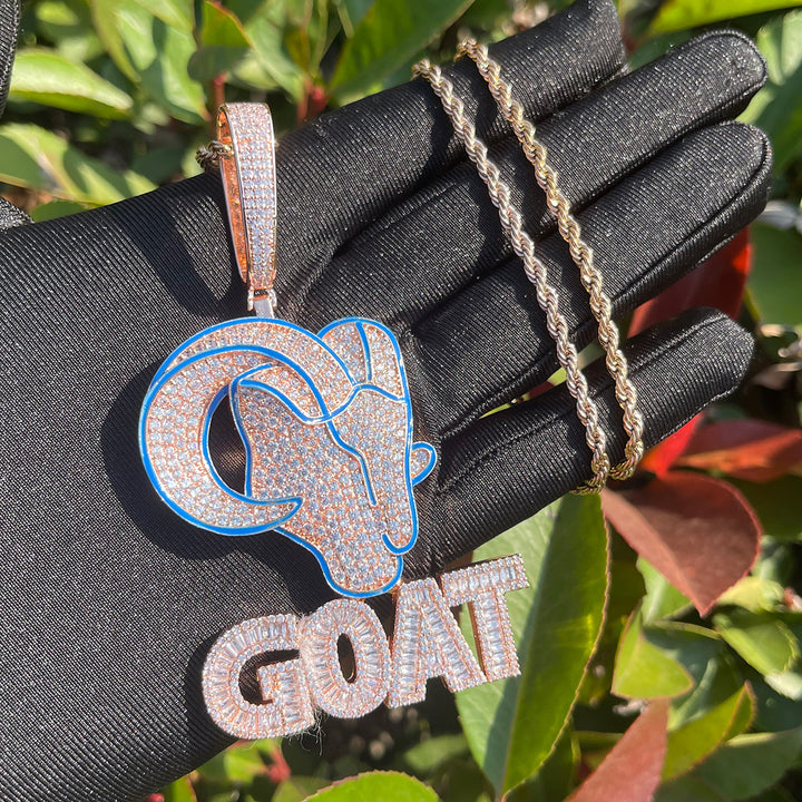 Goat Iced Out Diamond Pendant Necklace
