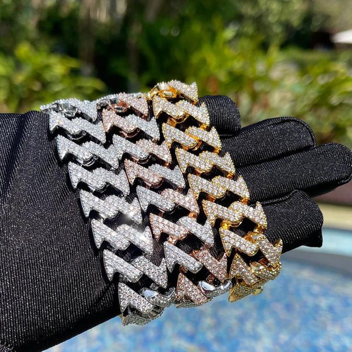 15MM Lightning Link Iced Out Diamond Bracelet