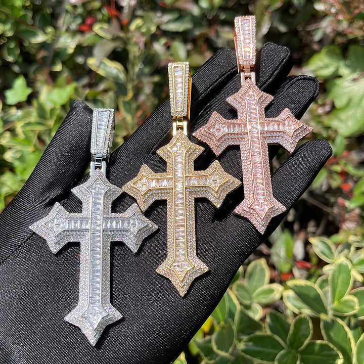 Eternal Ice Cross Iced Out Diamond Pendant Necklace