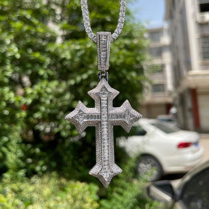 Eternal Ice Cross Iced Out Diamond Pendant Necklace