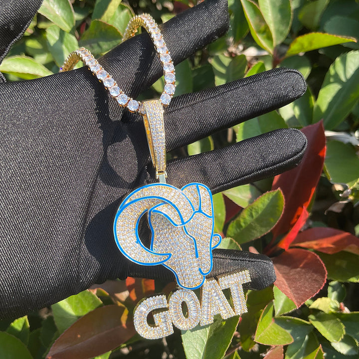 Goat Iced Out Diamond Pendant Necklace