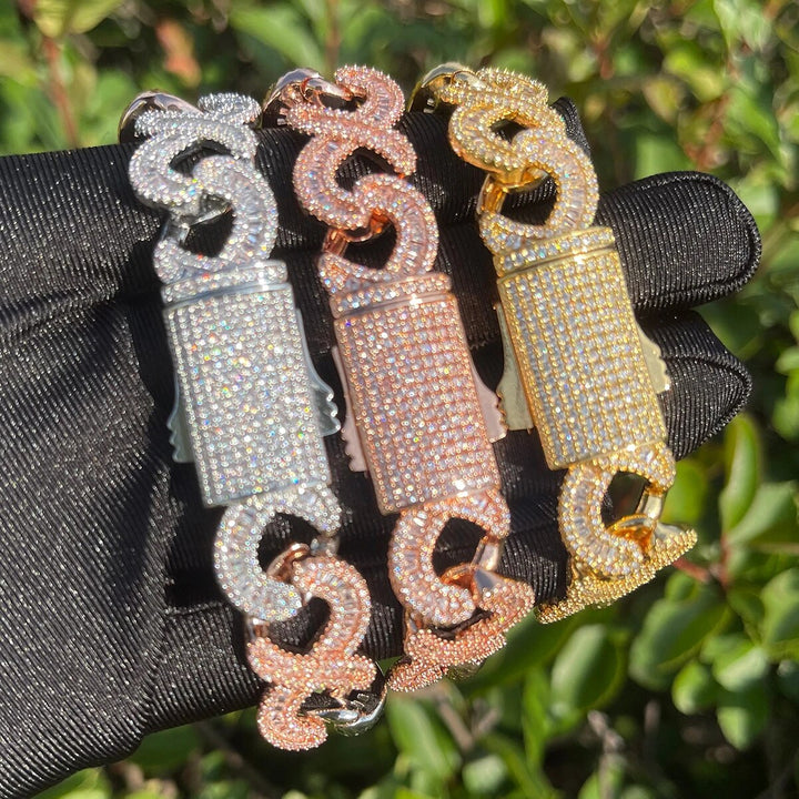 18mm Infinity Link Double Clasp Iced Out Diamond Bracelet