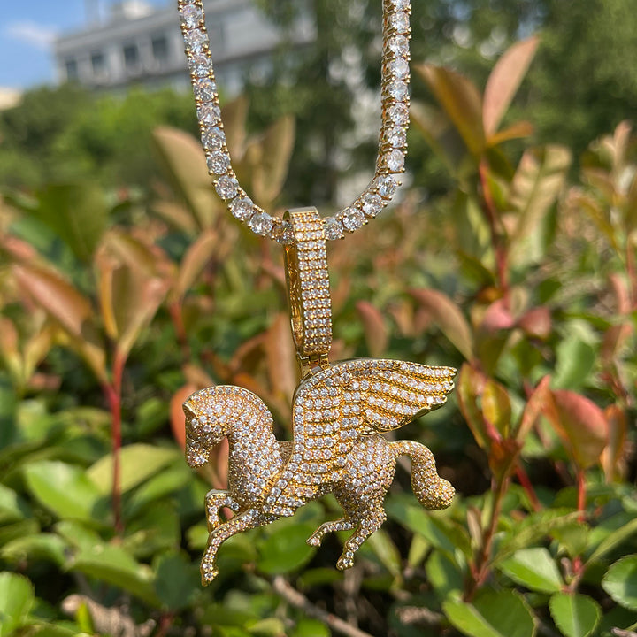 Pegasus Iced Out Diamond Pendant Necklace