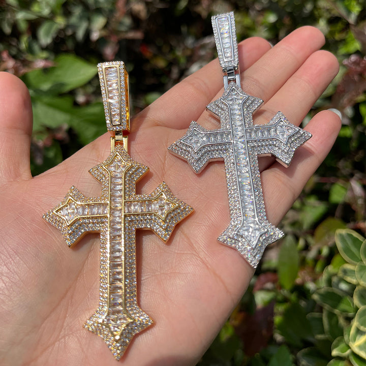 Eternal Ice Cross Iced Out Diamond Pendant Necklace