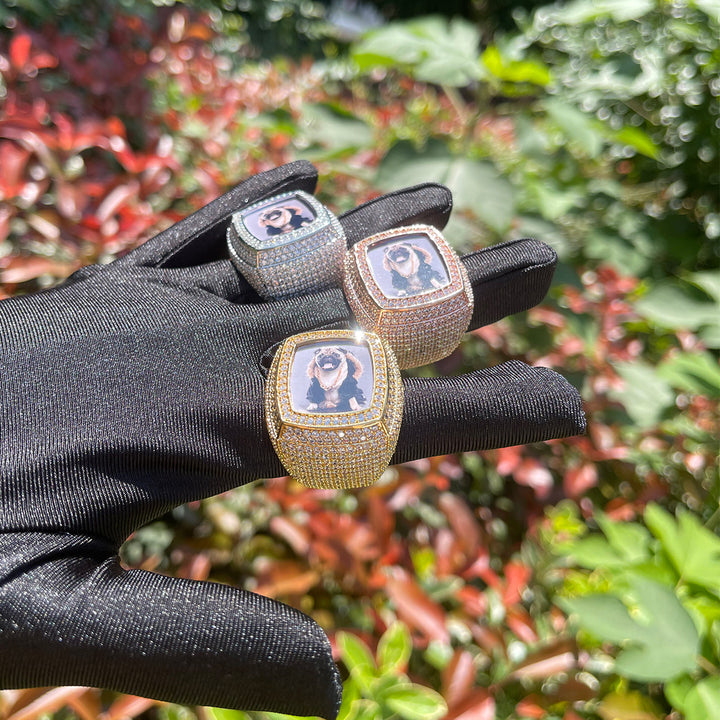 Photo Ice Frame Edition Iced Out Diamond Ring