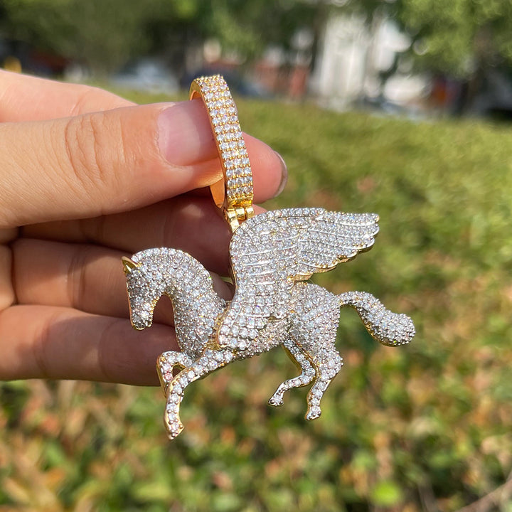 Pegasus Iced Out Diamond Pendant Necklace