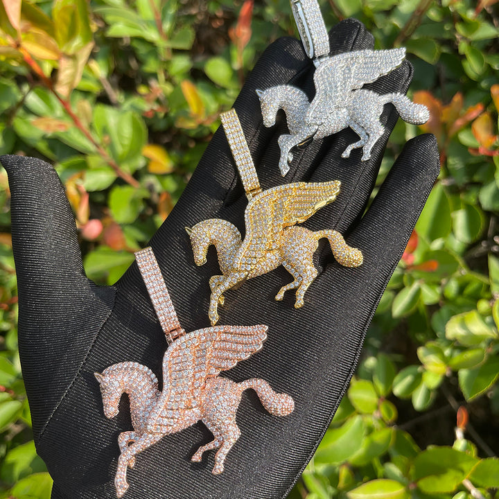 Pegasus Iced Out Diamond Pendant Necklace