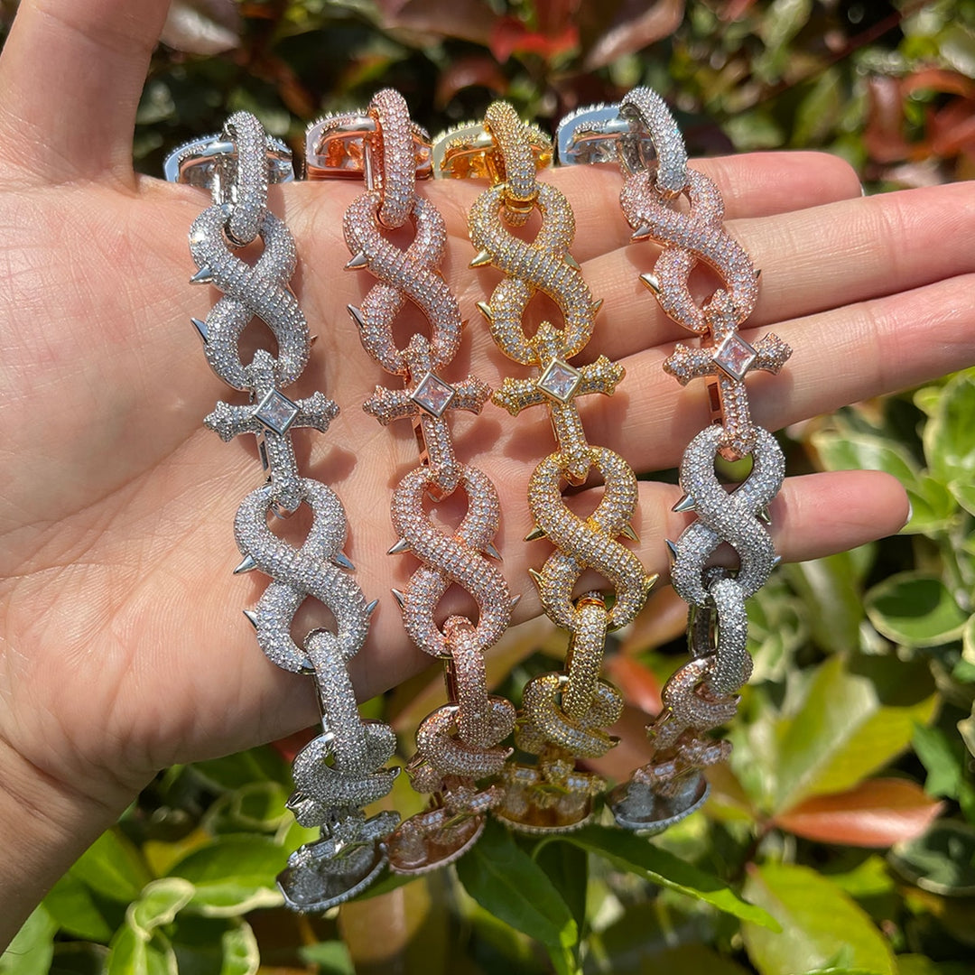 18MM Cross and Infinity Link Iced Out Diamond Necklace Chain