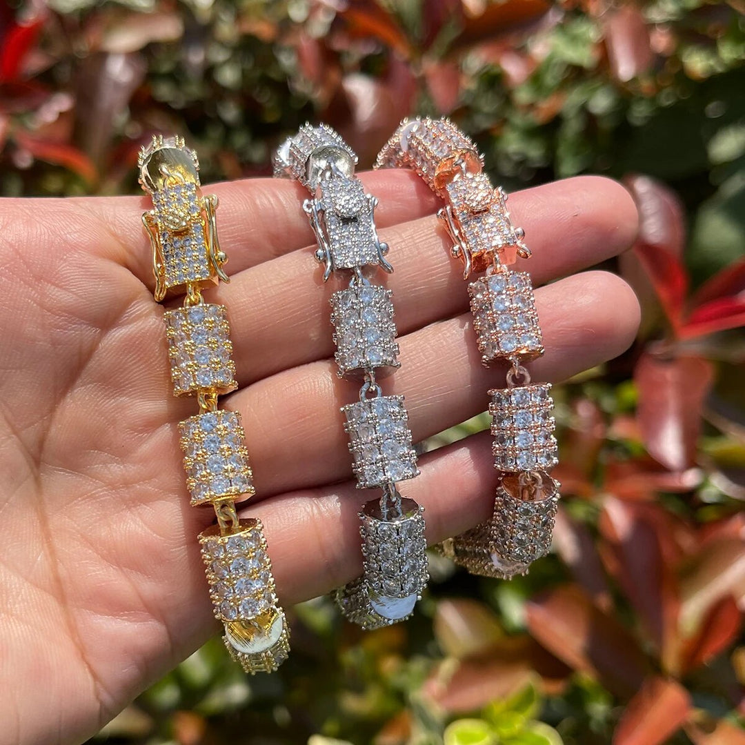 10MM Cylindrical Iced Out Diamond Bracelet