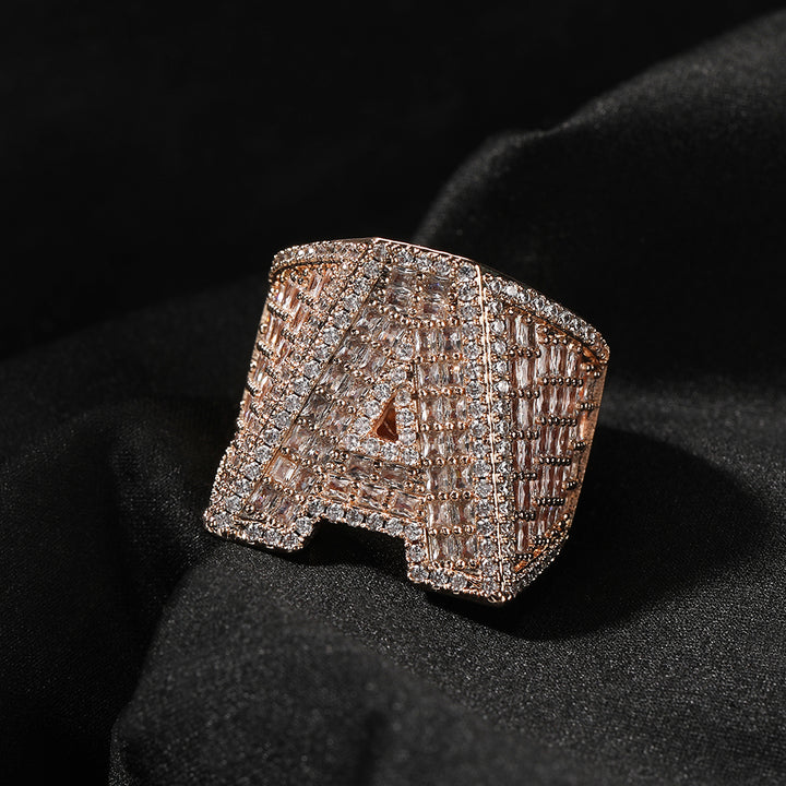 A-Z Fully Loaded Initial Iced Out Diamond Ring
