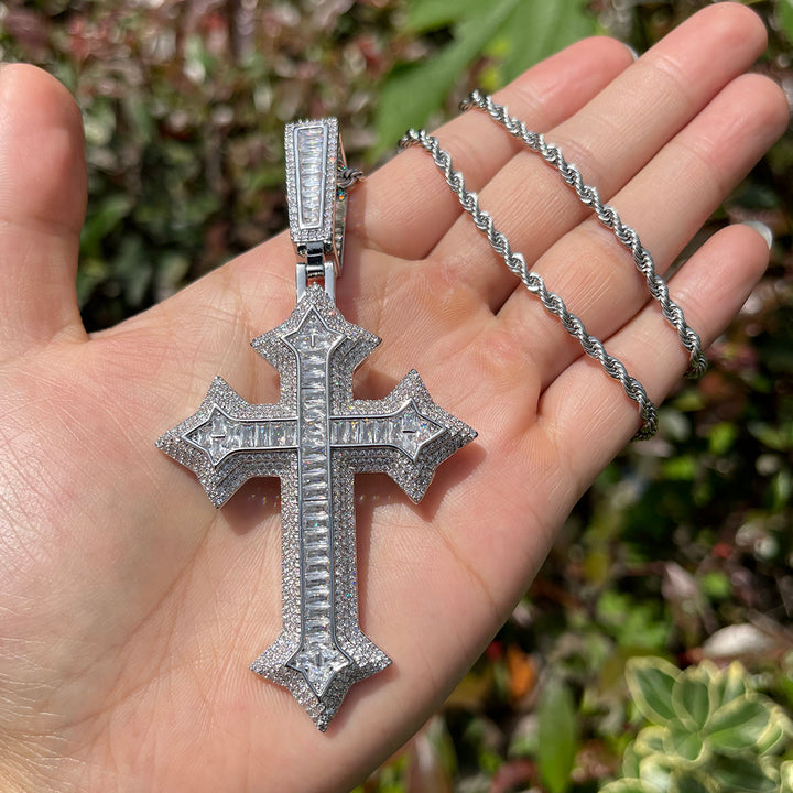 Eternal Ice Cross Iced Out Diamond Pendant Necklace