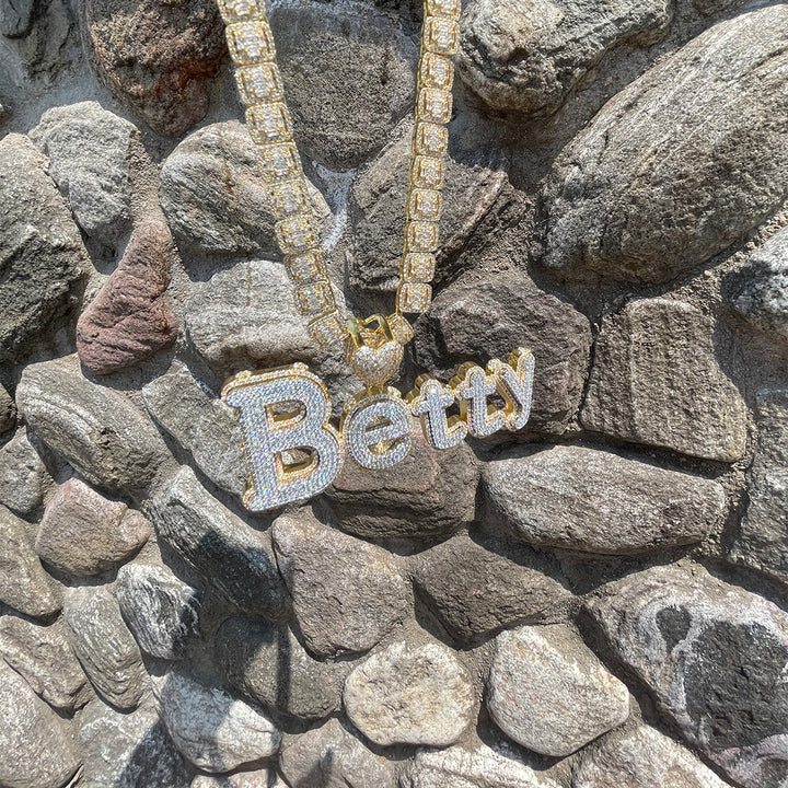 Charming Glow Heart Bail Iced Out Personalized Custom Name Necklace Pendant