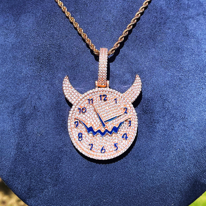 Demon Time Iced Out Diamond Pendant Necklace