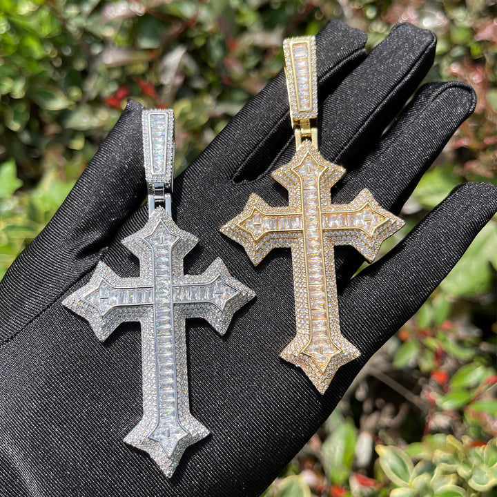 Eternal Ice Cross Iced Out Diamond Pendant Necklace