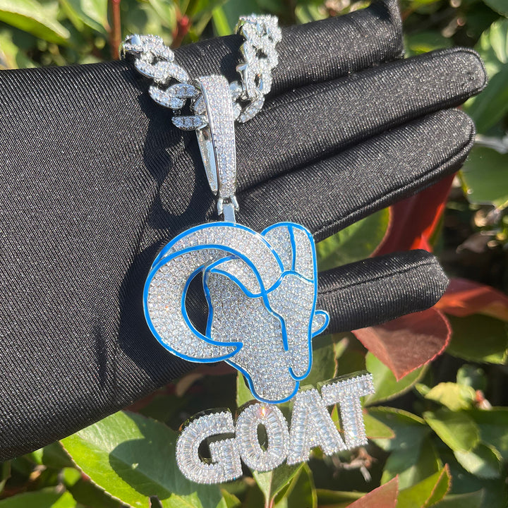 Goat Iced Out Diamond Pendant Necklace