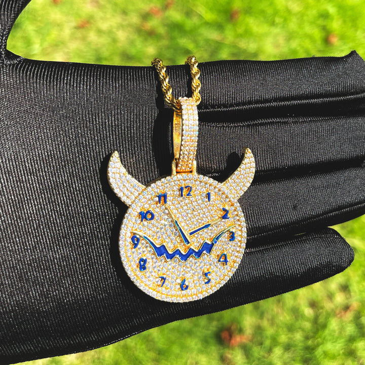 Demon Time Iced Out Diamond Pendant Necklace
