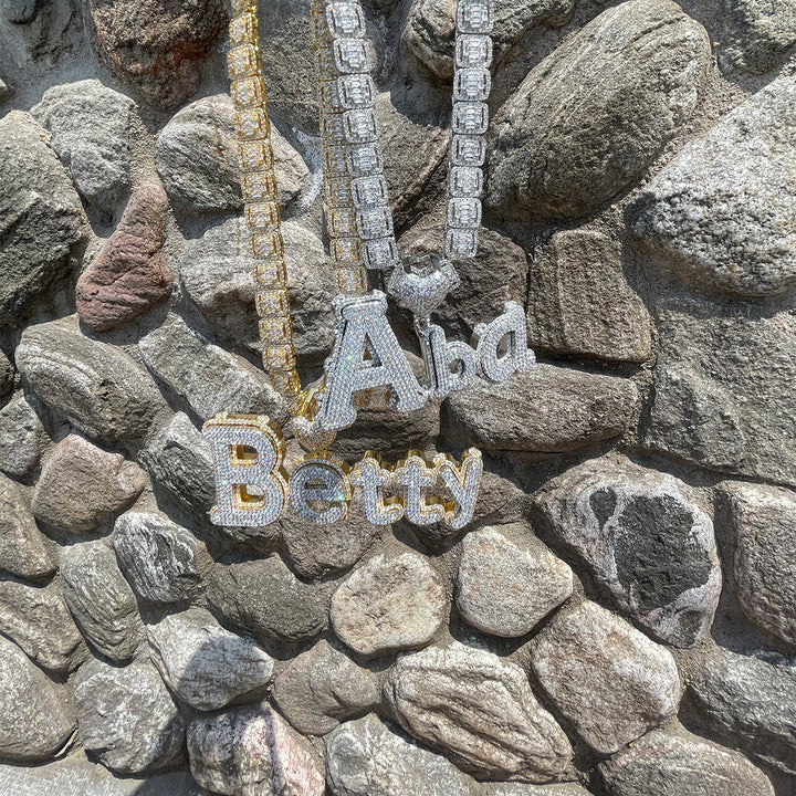 Charming Glow Heart Bail Iced Out Personalized Custom Name Necklace Pendant