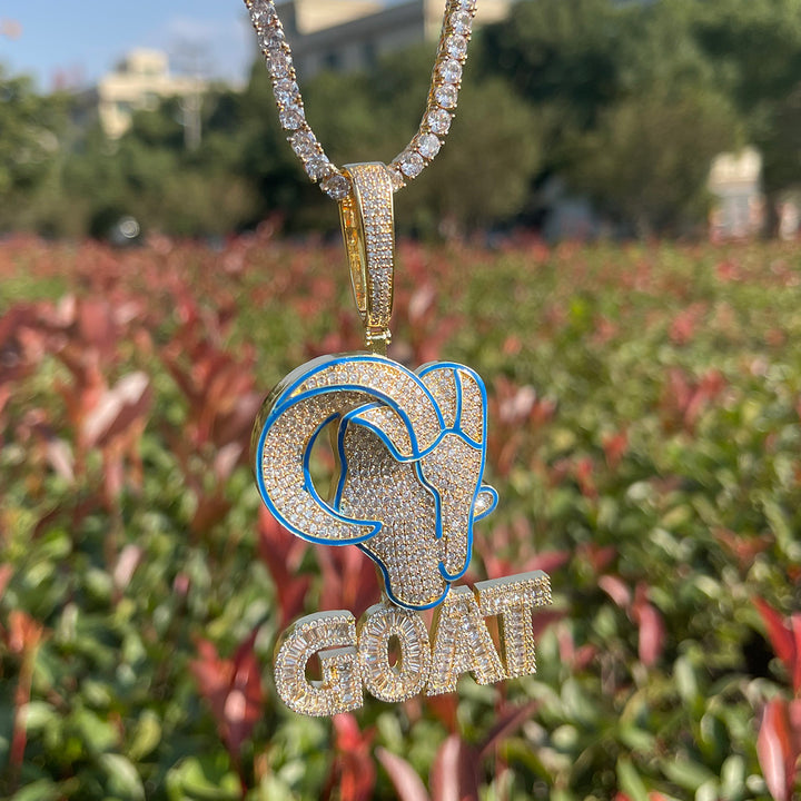 Goat Iced Out Diamond Pendant Necklace