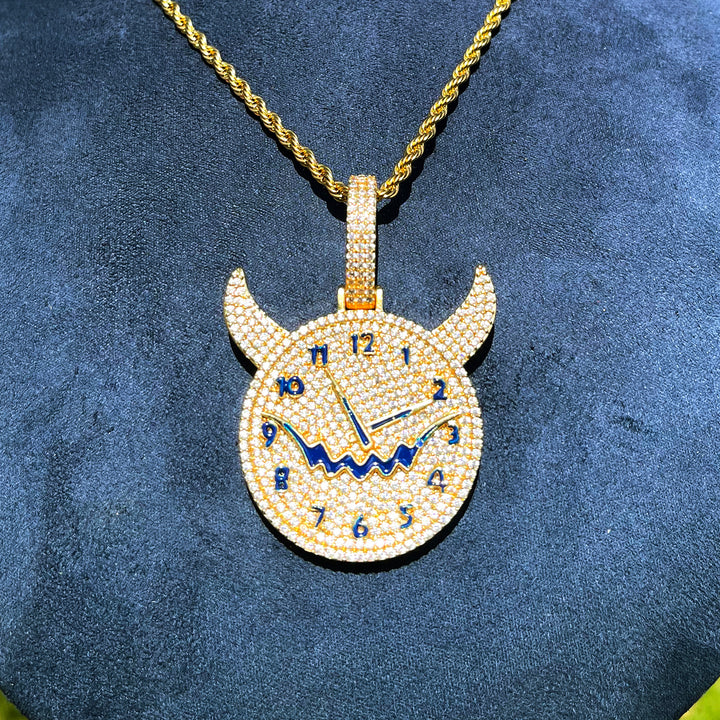 Demon Time Iced Out Diamond Pendant Necklace