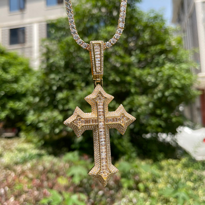 Eternal Ice Cross Iced Out Diamond Pendant Necklace