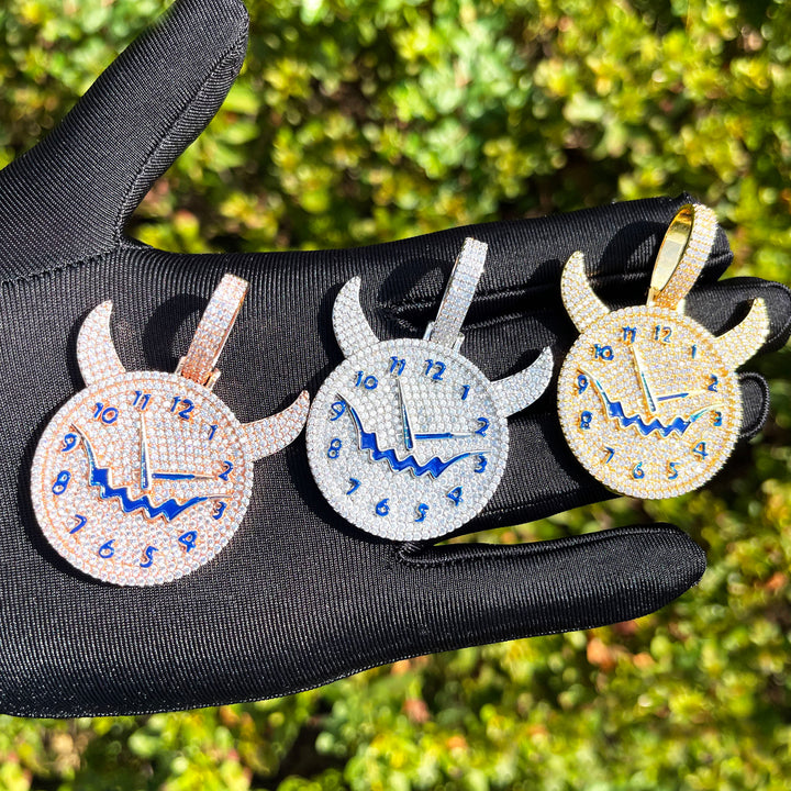 Demon Time Iced Out Diamond Pendant Necklace