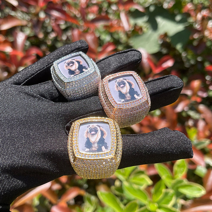 Photo Ice Frame Edition Iced Out Diamond Ring