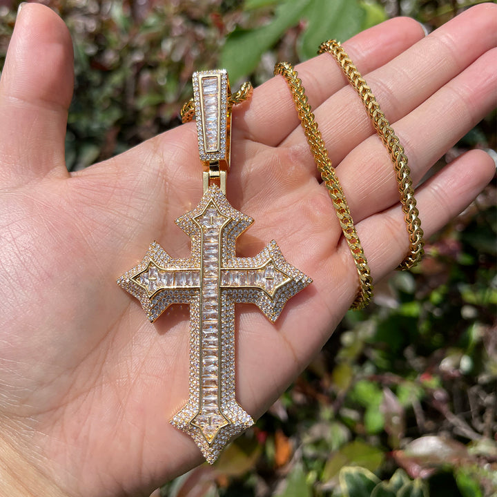 Eternal Ice Cross Iced Out Diamond Pendant Necklace