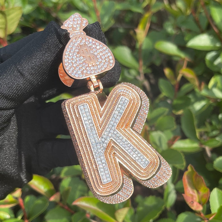 Luxury Full Stoned Triple Layer Iced Out Initial Custom Name Necklace Pendant