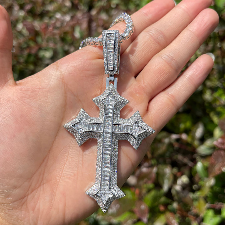 Eternal Ice Cross Iced Out Diamond Pendant Necklace