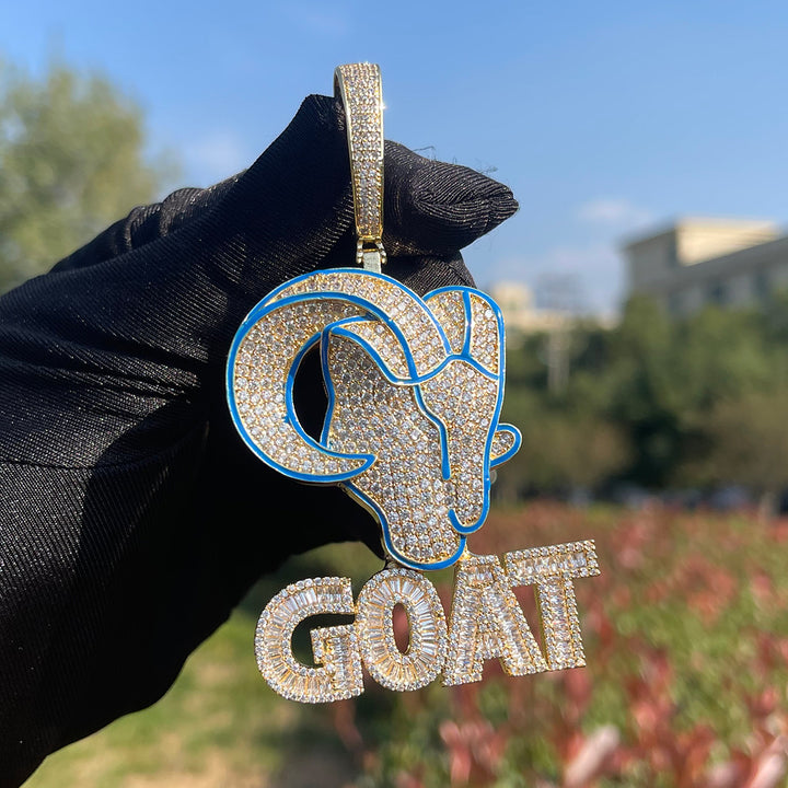 Goat Iced Out Diamond Pendant Necklace