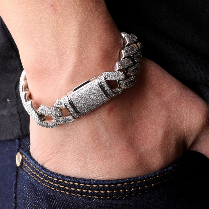 14MM Elegant Thick Iced Out Diamond Bracelet