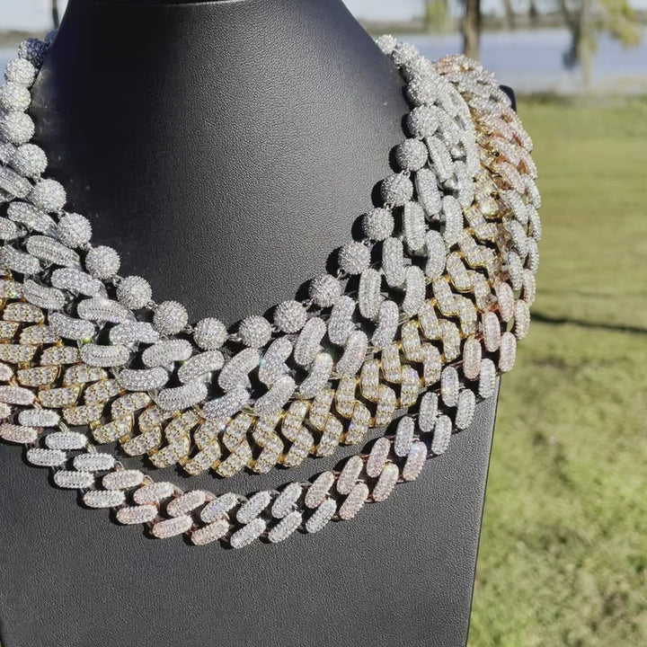 20MM Stones and Baguette Cuban Link Iced Out Diamond Necklace Chain