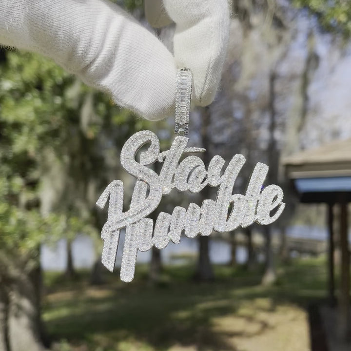 Stay Humble Iced Out Letter Diamond Pendant Necklace