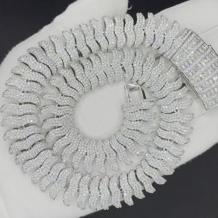 20MM Boomerang Link Iced Out Diamond Necklace Chain