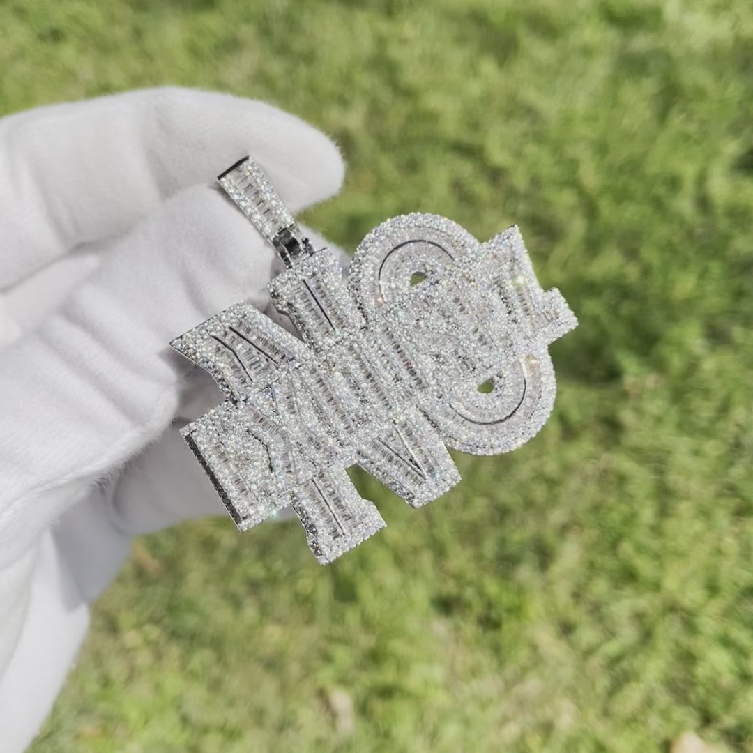 No Excusez Iced Out Letter Diamond Pendant Necklace
