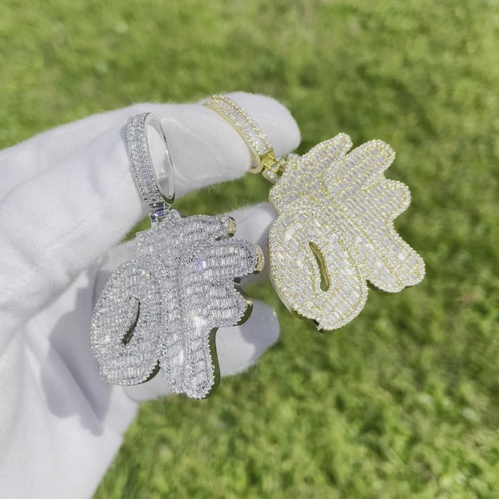 OTF Only The Family Iced Out Letter Diamond Pendant Necklace