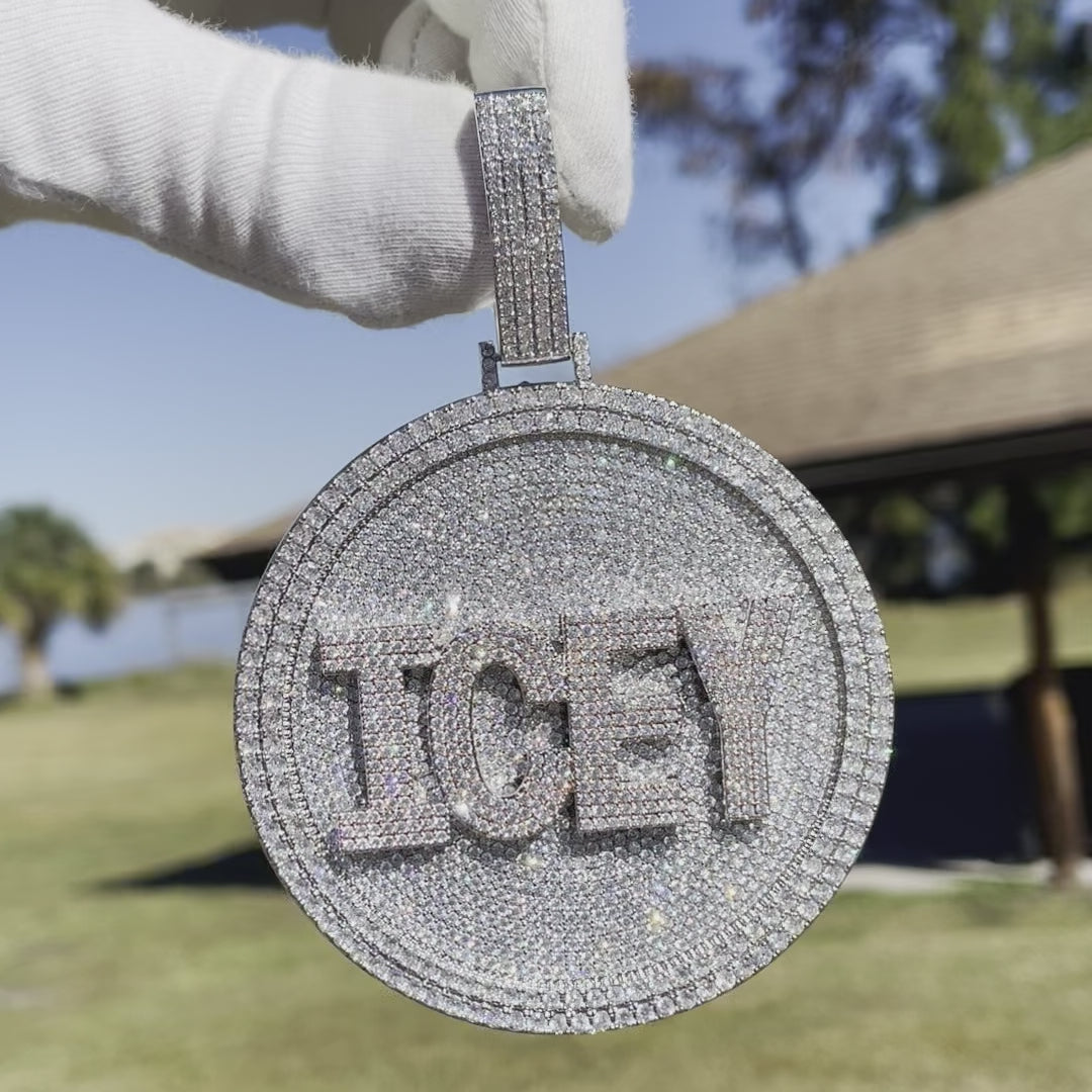 Disc Edition Iced Out Personalized Custom Name Necklace Pendant