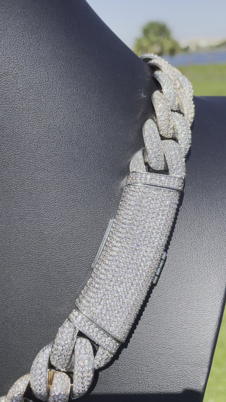 20MM Two Tone Miami Cuban Iced Out Diamond Necklace Chain