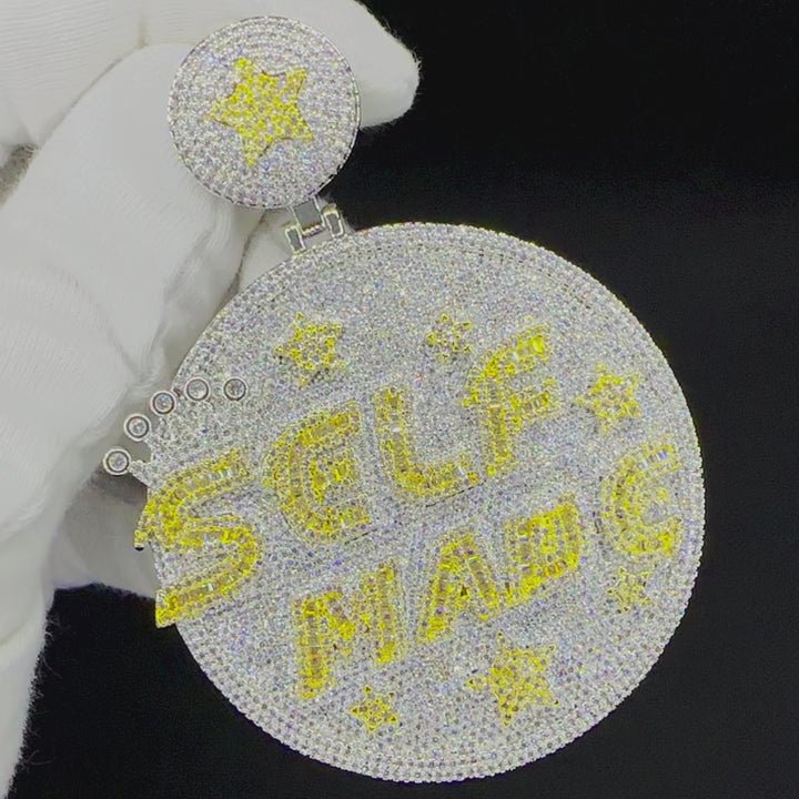 Limited Self Made Round Iced Out Letter Diamond Pendant Necklace